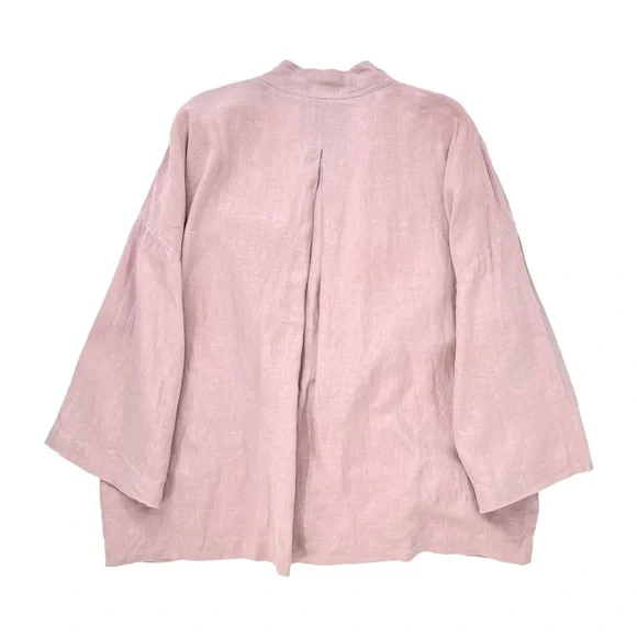 Deiji Studios The 01 Loungewear Kimono Top - Lilac Purple Belted Linen Top - Picture 3 of 10